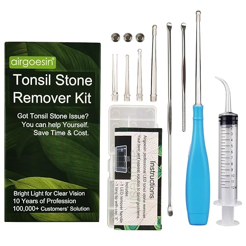 Airgoesin Upgraded Tonsil Stone Remover Tool (LED, 5 Tips)