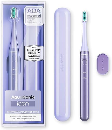 Aquasonic Icon ADA-Accepted Rechargeable Toothbrush (Lilac)