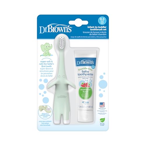 Dr. Brown's Training Toothbrush Set with Fluoride-Free Toothpaste (Ages 0–3)