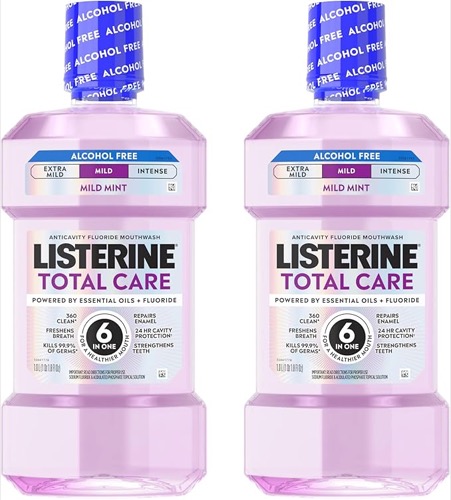 Listerine Total Care Alcohol-Free Mouthwash (Mild Mint, 2-Pack)