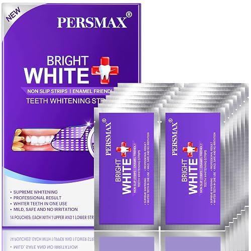 PERSMAX Purple Teeth Whitening Strips, 6% Hydrogen Peroxide (28 Strips, 14 Treatments)