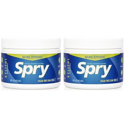 Spry Natural Xylitol Gum (Peppermint, 100 Count 2-Pack)